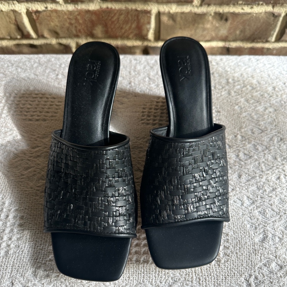 Nordstrom Black Woven Mules